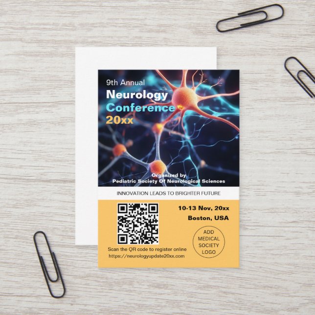 Neurology Neurosurgery Medical Conference QR Code  Business Card (Front/Back In Situ)