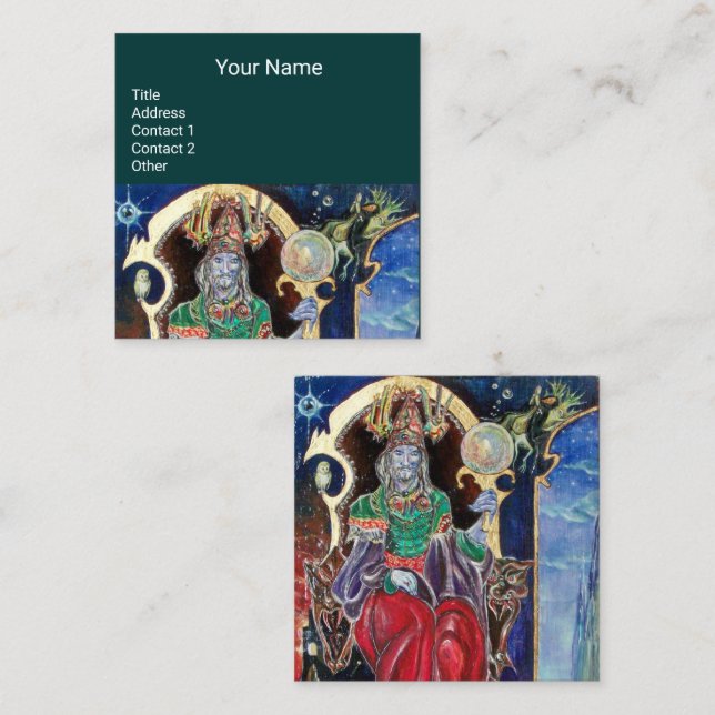 NEUROMANCER,Astrologist, Psychic Reader Blue Green Square Business Card (Front/Back)