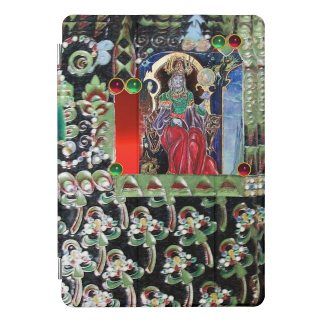 NEUROMANCER , BLACK GREEN RED DAMASK AND GEMSTONES iPad PRO COVER (Front)