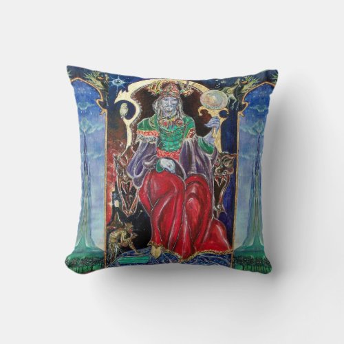 NEUROMANCERMagician King Fantasy Red Blue Throw Pillow