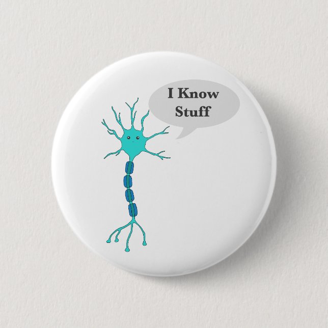 Neuron I Know Stuff White Button (Front)