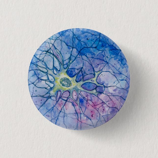 Neuron Watercolor - Button & Pin (Front)