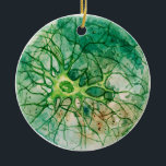 Neuron - Watercolor Green Ceramic Ornament<br><div class="desc">Need and extra neuron to face these days?
Neuron Art! For all Bio-Science Geeks Neurons and other science stuff!
(Artwork: watercolor of cultured hippocampal neuronal cell)</div>