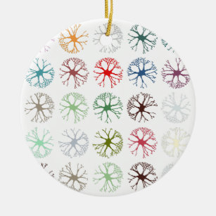 Neuronal Abstract Multicolour Art Throw Pillow Ceramic Ornament