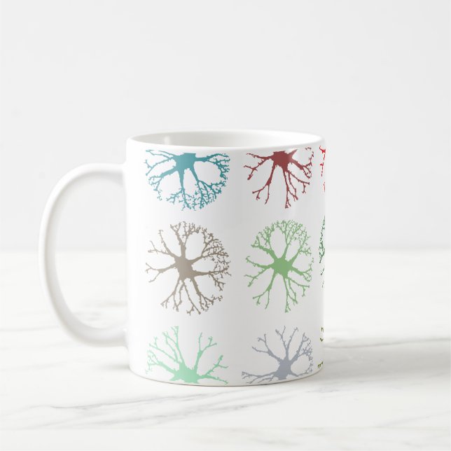 Neuronal Abstract Multicolour Art Throw Pillow Coffee Mug (Left)