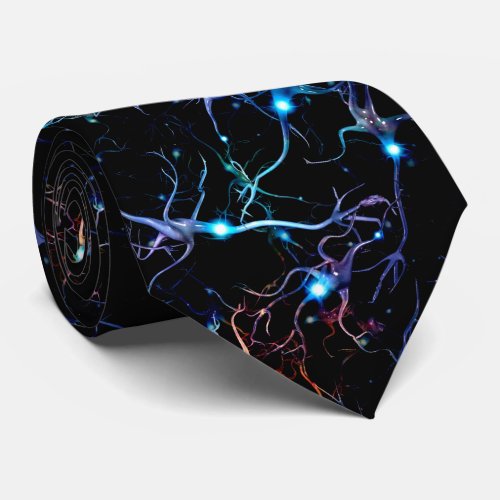 Neurons glow neck tie