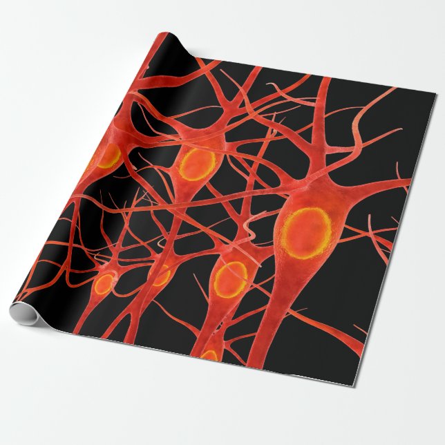 Neuronsneural,3d,anatomy,axon,bio,biological,biolo Wrapping Paper (Unrolled)