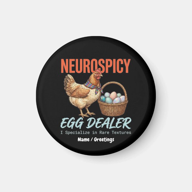 Neurospicy Egg Dealer Vintage Hen Rare Textures  Magnet (Front)