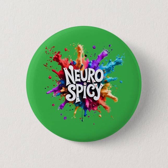 NEUROSPICY neurodiversity autism adhd dyslexia Button (Front)