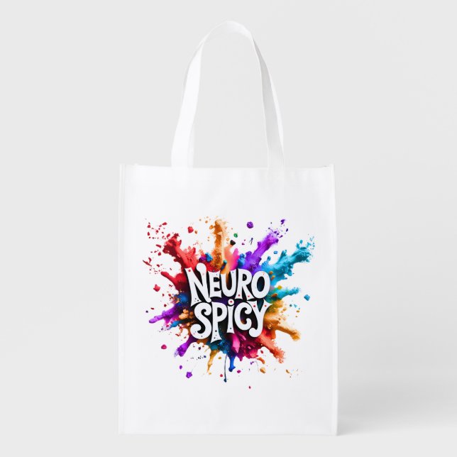 NEUROSPICY neurodiversity autism adhd dyslexia Grocery Bag (Front)