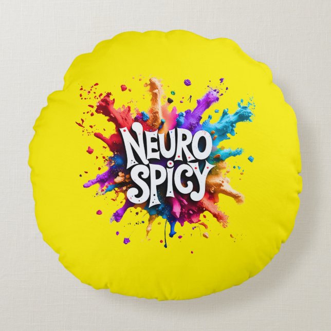 NEUROSPICY neurodiversity autism adhd dyslexia Round Pillow (Front)