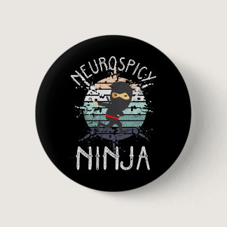 Neurospicy Ninja Autism Awareness Neurodiverse Adh Button