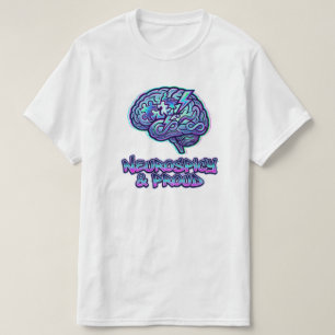 Neurospicy & Proud Neon Brain Neurodiversity Art T-Shirt