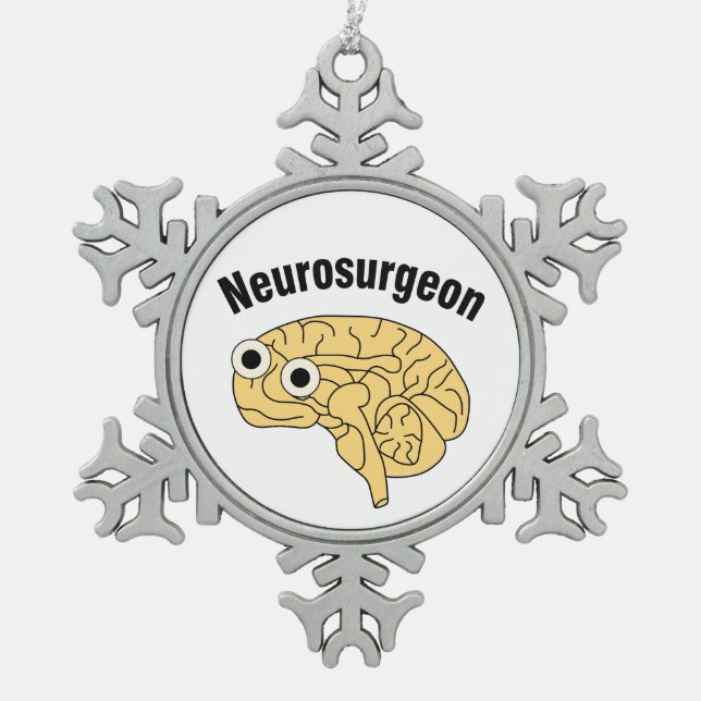 Neurosurgeon Brain  Snowflake Pewter Christmas Ornament (Front)