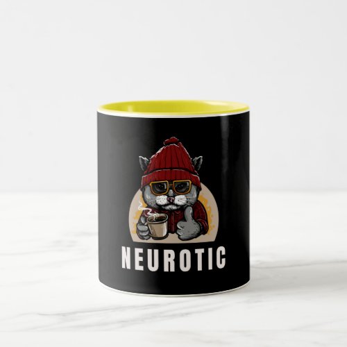 NeuroticExplore the many moods of the cat  Two_Tone Coffee Mug