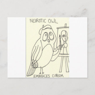 Neurotic Owl Embraces Cubism Postcard