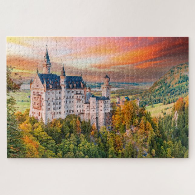 Neuschwainstein sunset in Germany, Bavaria puzzle (Horizontal)