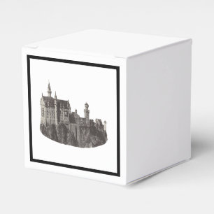 Neuschwanstein Castle Black and White Historic Art Favor Boxes