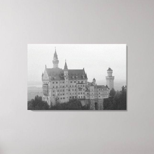 Neuschwanstein Castle Black and White Print (Front)