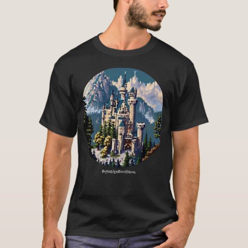 Neuschwanstein Castle Custom Text Retro 8bit T_Shirt