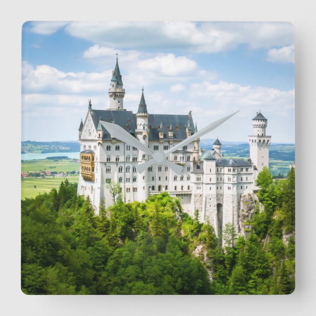 Neuschwanstein Castle Decorative Photographic Square Wall Clock (Front)