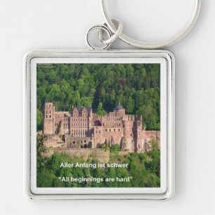 Neuschwanstein Castle Frankfurt & German Quote Keychain
