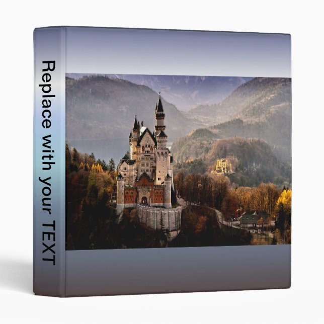 Neuschwanstein Castle Germany 3 Ring Binder (Front/Spine)