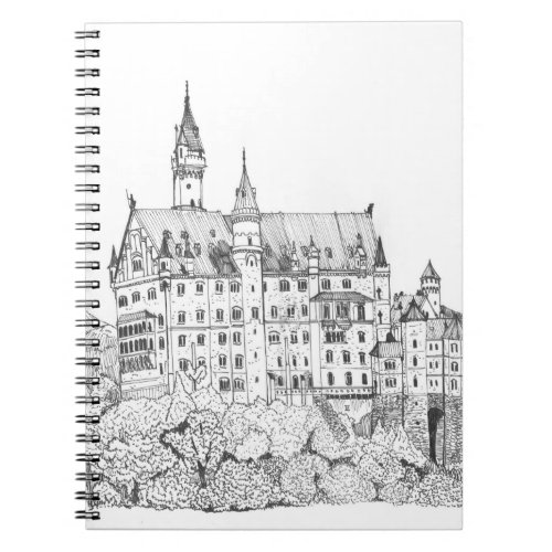 Neuschwanstein Castle Germany Fine Line Art Notebook