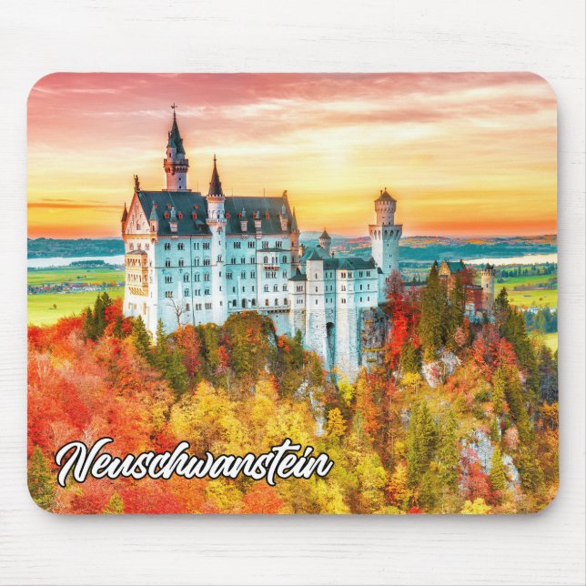Neuschwanstein Castle, Germany, In Autumn Mouse Pad (Front)