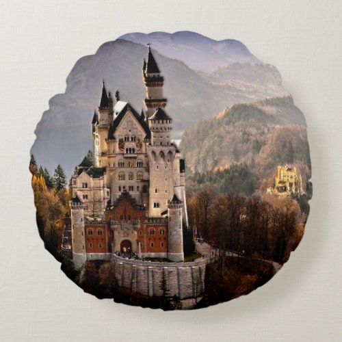Neuschwanstein Castle Germany Round Pillow