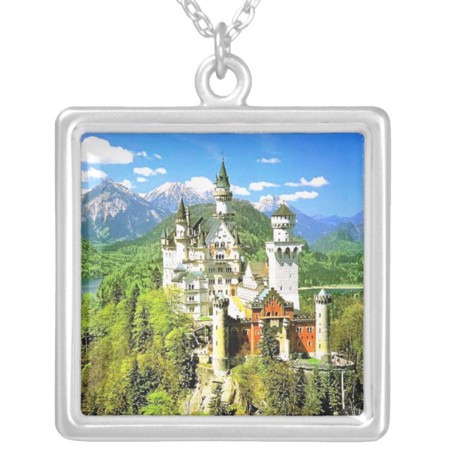 NEUSCHWANSTEIN CASTLE, GERMANY SILVER PLATED NECKLACE (Front)