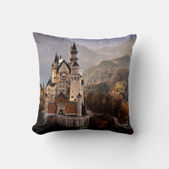 Neuschwanstein Castle Germany Throw Pillow (Front)