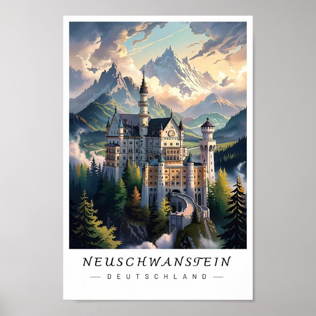 Neuschwanstein Castle Germany Wall Art, Bavaria Poster (Front)