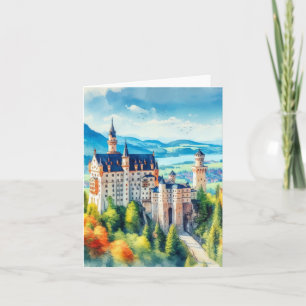 Neuschwanstein Castle Germany Watercolor Card