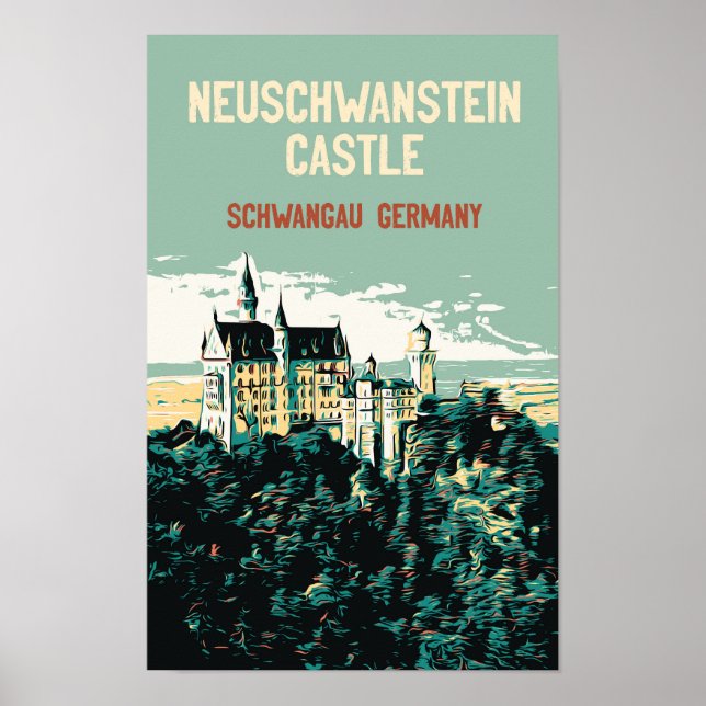 Neuschwanstein castle in Schwangau, Germany Postca Poster (Front)