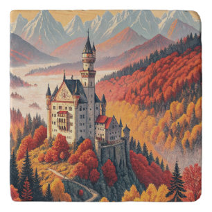 Neuschwanstein Castle Pop Art Poster Trivet