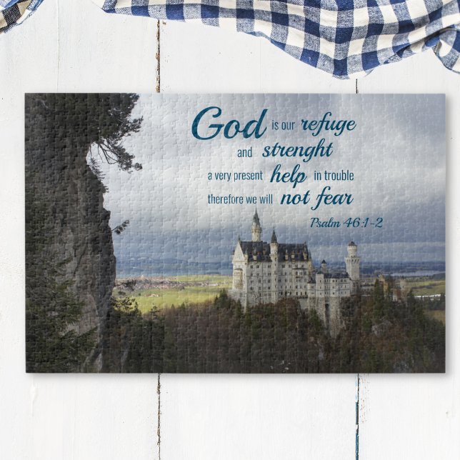 neuschwanstein castle, psalm 46 1-2 Bible verse  Jigsaw Puzzle (Creator Uploaded)