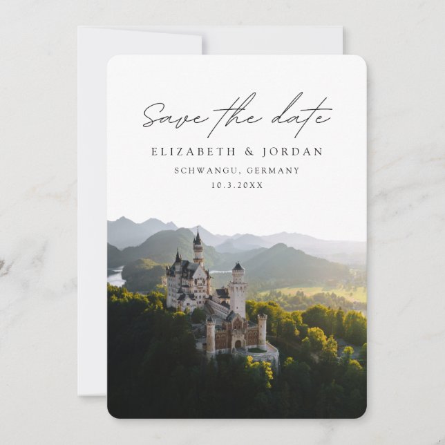 Neuschwanstein Castle Wedding Save the Date Invitation (Front)
