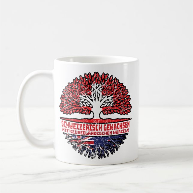 Neuseeland Neuseeländisch Schweizer Schweiz Baum Coffee Mug (Left)