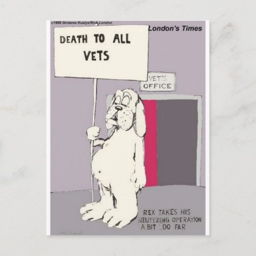 Neutered Dog Fights Back Funny Gifts  Tees Postcard