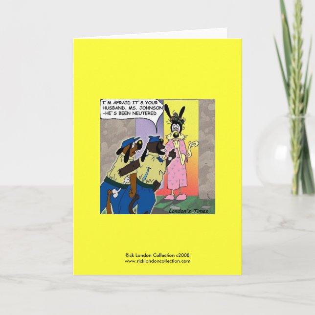 Neutered Dog Funny Cartoon Greeting Card (Front)