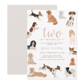 Neutral 2nd Birthday Two Let the Dogs Out Invite