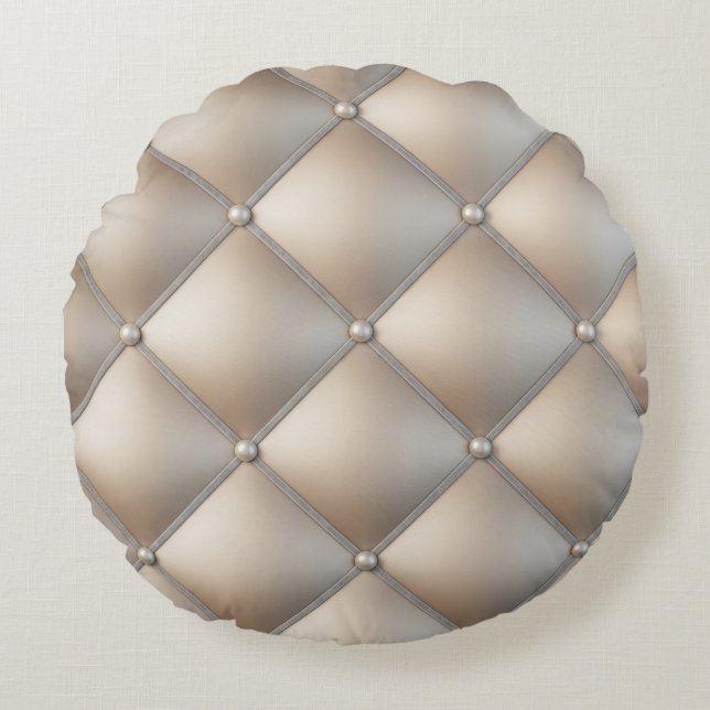 Neutral 3D Diamond Throw Pillow: AccessorizedPearl Round Pillow (Front)