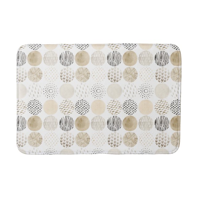 Neutral Abstract Circle Pattern Bath Mat (Front)