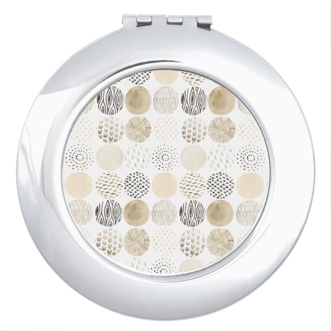 Neutral Abstract Circle Pattern Compact Mirror (Front)