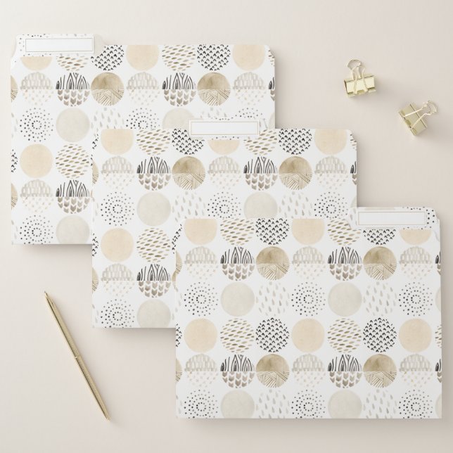 Neutral Abstract Circle Pattern File Folder (Set)