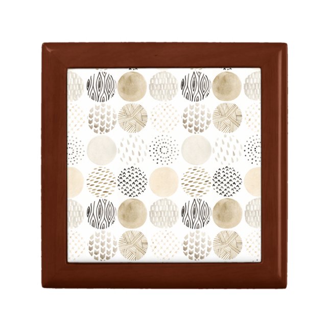 Neutral Abstract Circle Pattern Jewelry Box (Front)