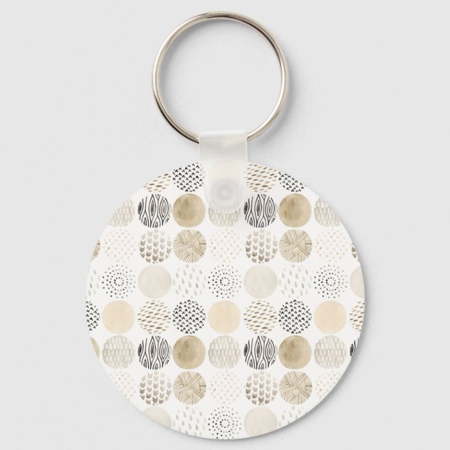 Neutral Abstract Circle Pattern Keychain (Front)