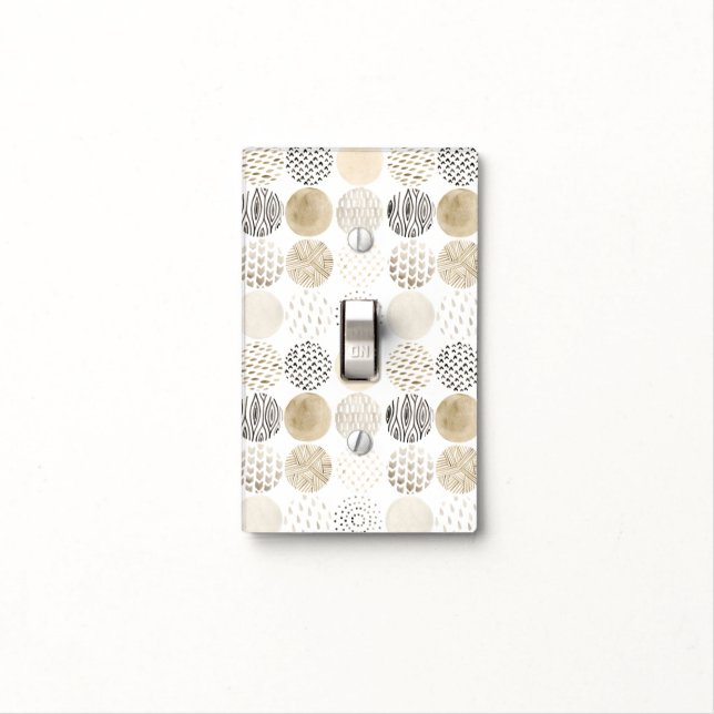 Neutral Abstract Circle Pattern Light Switch Cover (In Situ)