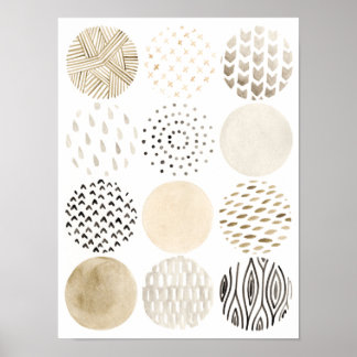 Neutral Abstract Circle Pattern Poster